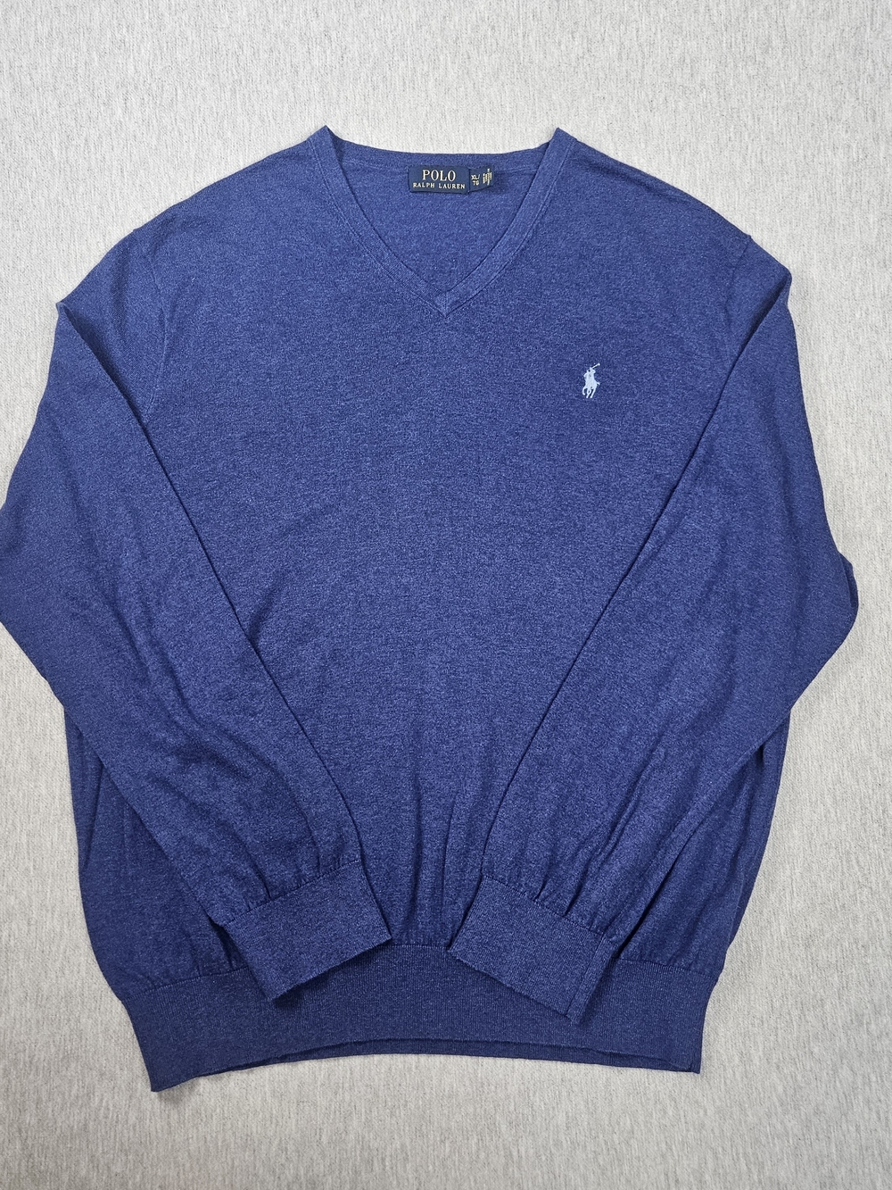 Polo by Ralph Lauren Men's Blue V-Neck Sweater Cotton Cashmere Blend Sz XL